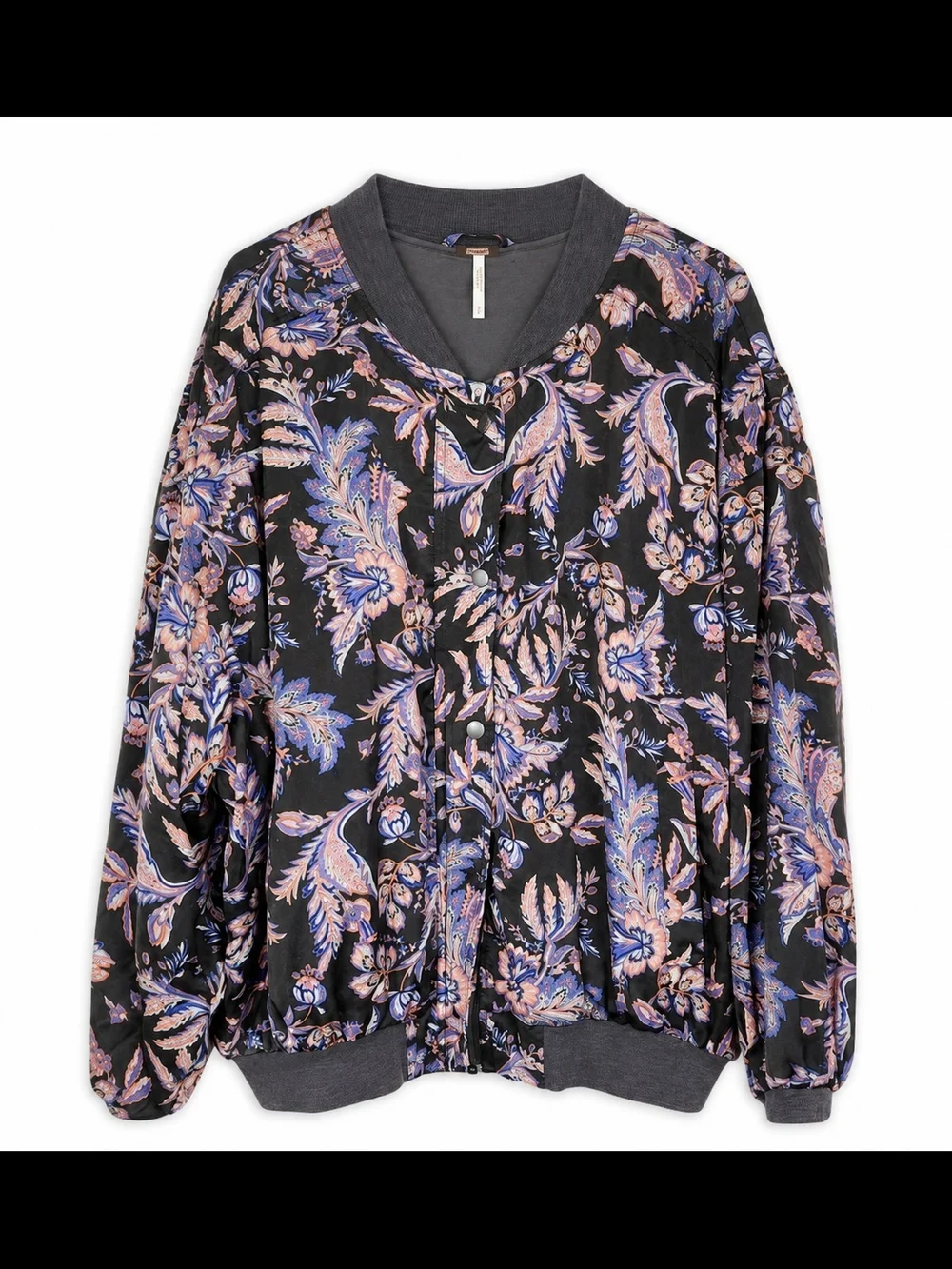 Free People S Paisley Silky Quilted Oversized Bomber Jacket Floral